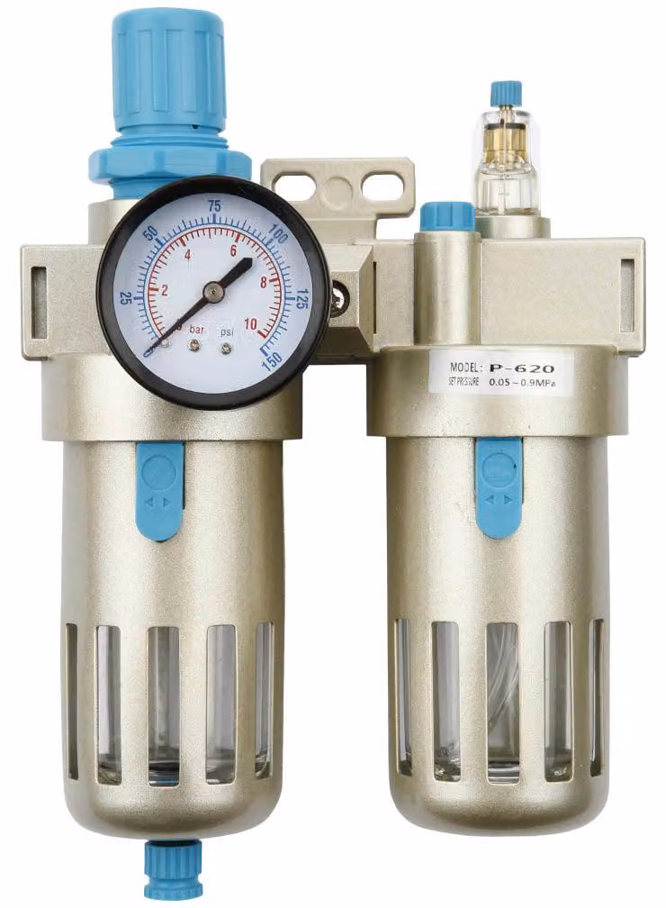 Separatore d'acqua e olio ad aria compressa, riduttore di pressione per compressore, filtro regolatore con manometro 1/2" P-620