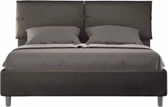 Letto matrimoniale senza rete imbottito 160x200 microfibra grigio Sleeper