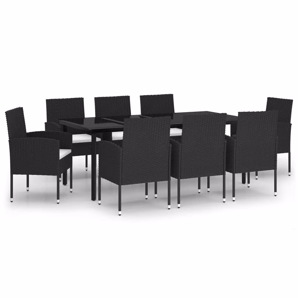 vidaXL set da pranzo da giardino 9 pezzi nero