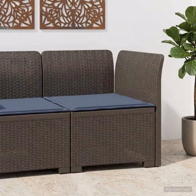 Divano da Giardino a 1 Posto con Cuscino Aspetto Rattan PP 8011831
