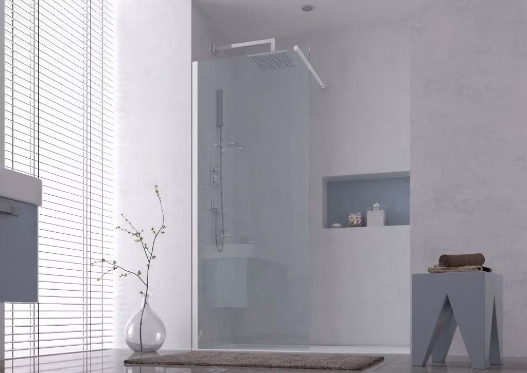 Parete doccia Walk-in FORTE modello Venus con vetro trasparente e profilo bianco, L: 110 cm, H: 200 cm – 2