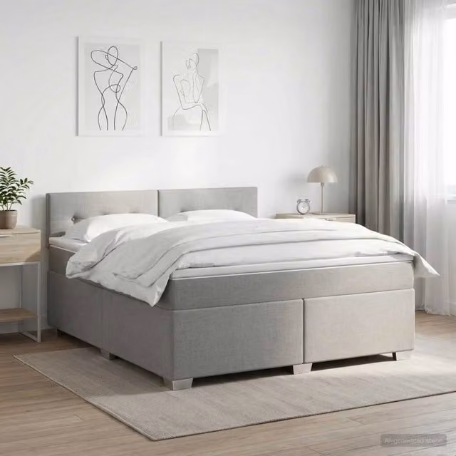 Letto box spring con materasso ibrido vidaXL Grigio Chiaro L/P: 140 x 190 cm