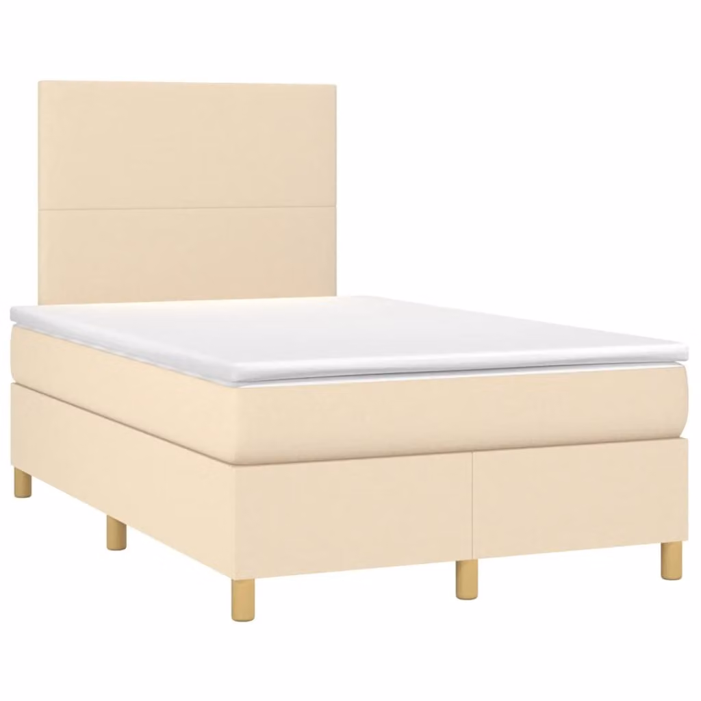 Maison Exclusive - Letto boxspring con materasso e LED color crema 120x190 cm Tessuto
