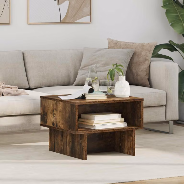 Tavolino da salotto moderno vidaXL in rovere color marrone L/P/H: 48 x 46 x 35 cm
