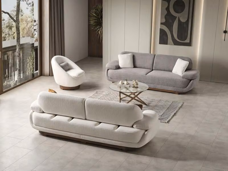 Sofagarnitur Polstermöbel Designer Sofa Set Sitzmöbel Wohnzimmer 3+3+1
