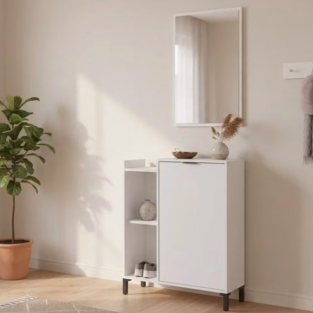 Mobile sottolavabo da bagno Argusto DMORA Bianco con ante a battente e illuminazione LED, L 77 cm x P 24 cm x H 91 cm – 1