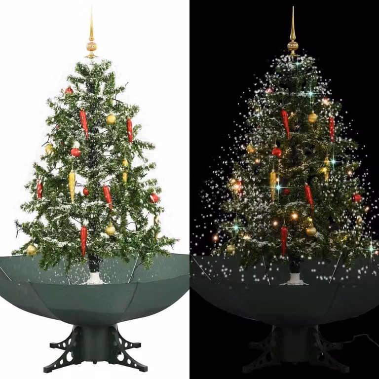Maison Exclusive - Albero di Natale innevato con base a ombrello, verde, 140 cm