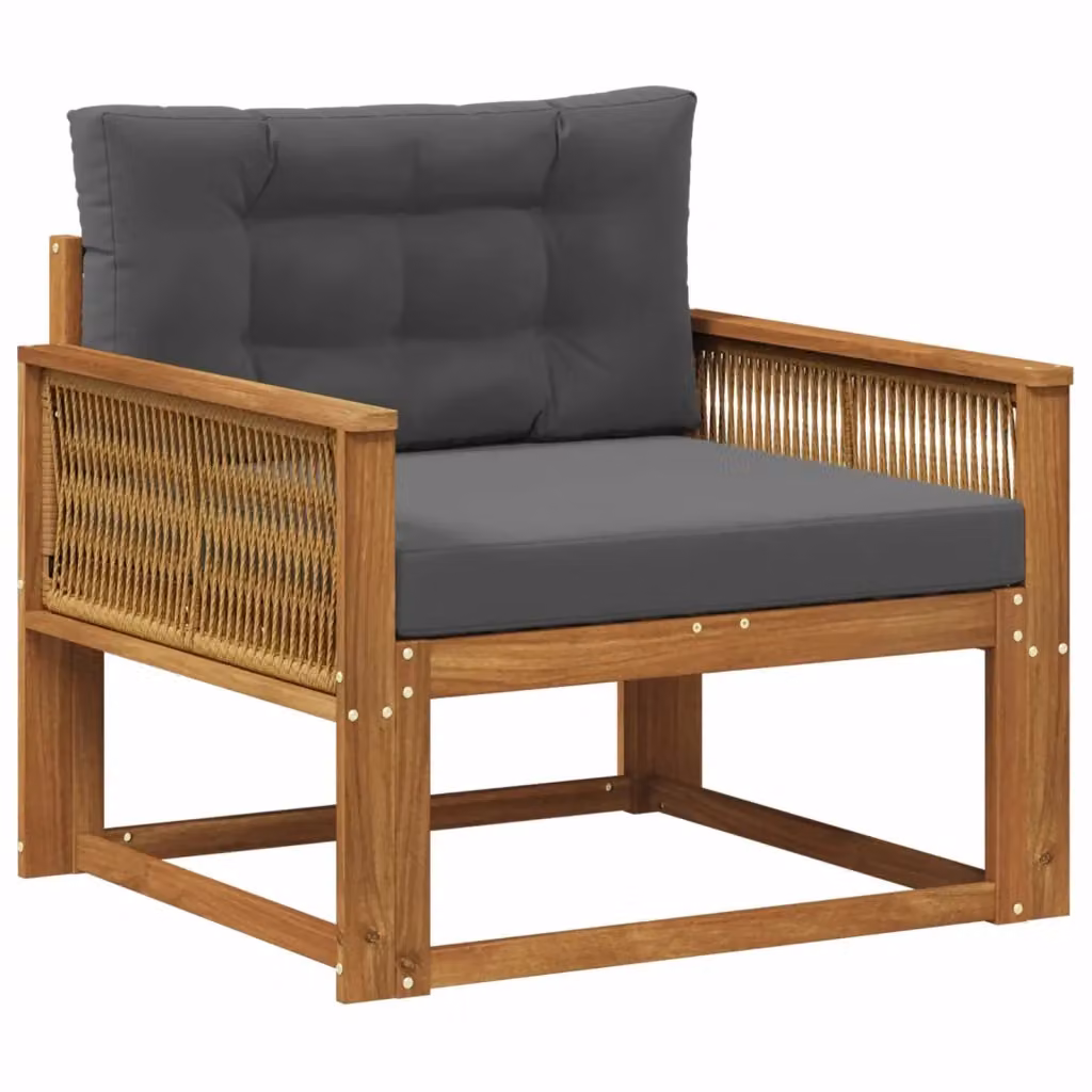 Divano centrale componibile per esterno Design In in legno di acacia con cuscini inclusi, disponibile nei colori marrone, antracite e grigio – 2