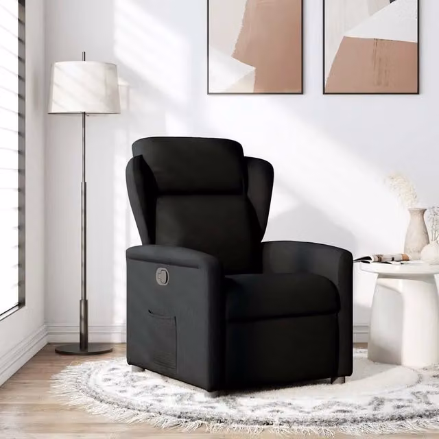 Poltrona Reclinabile Relax vidaXL in Tessuto Nero con Braccioli e Reclinazione Manuale – 1