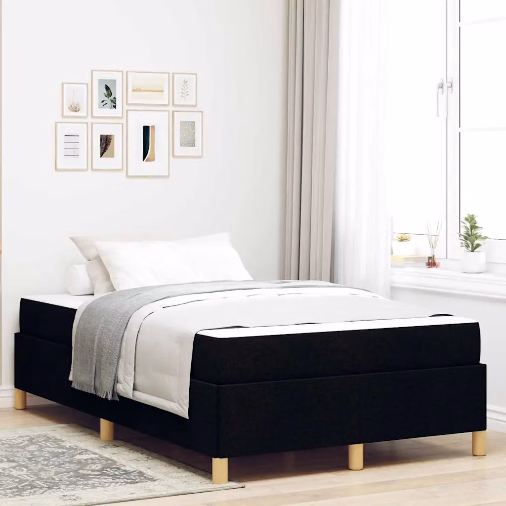 Struttura letto imbottita vidaXL in tessuto nero con materasso L 120 x P 200 cm – 1