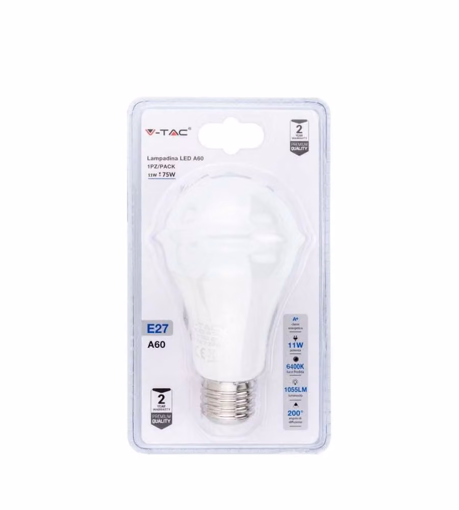 Lampadina LED E27 11W A60 6400K (Blister 1 Pezzo)