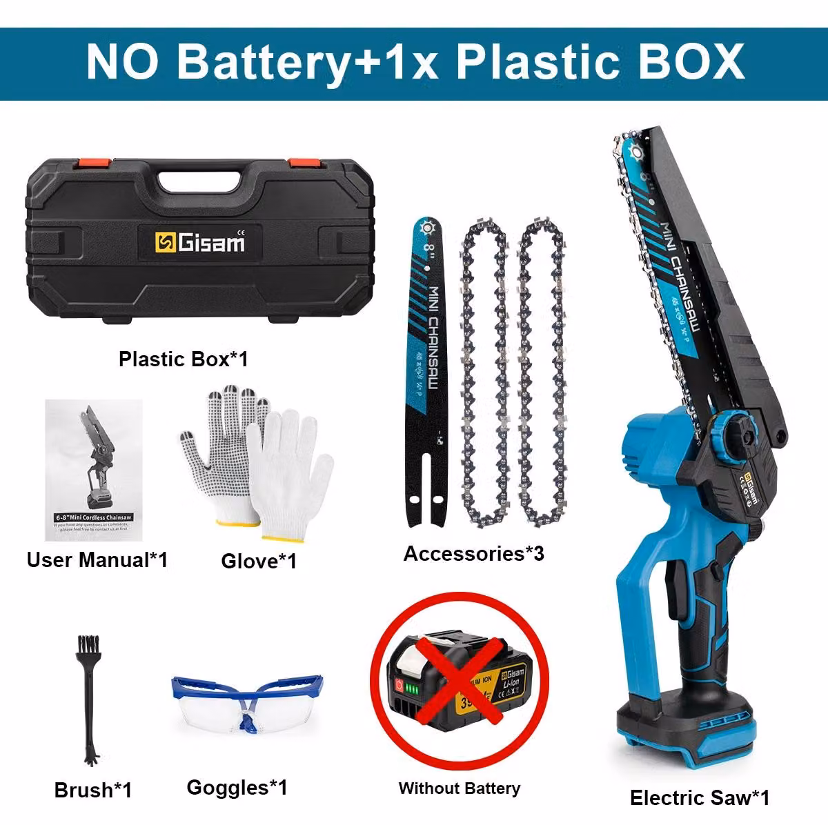 Troncatrice a batteria - Mini troncatrice da 20 cm - Motore brushless - Alimentazione a batteria 18V - Ideale per tagliare legno e potare in giardino - Senza batteria