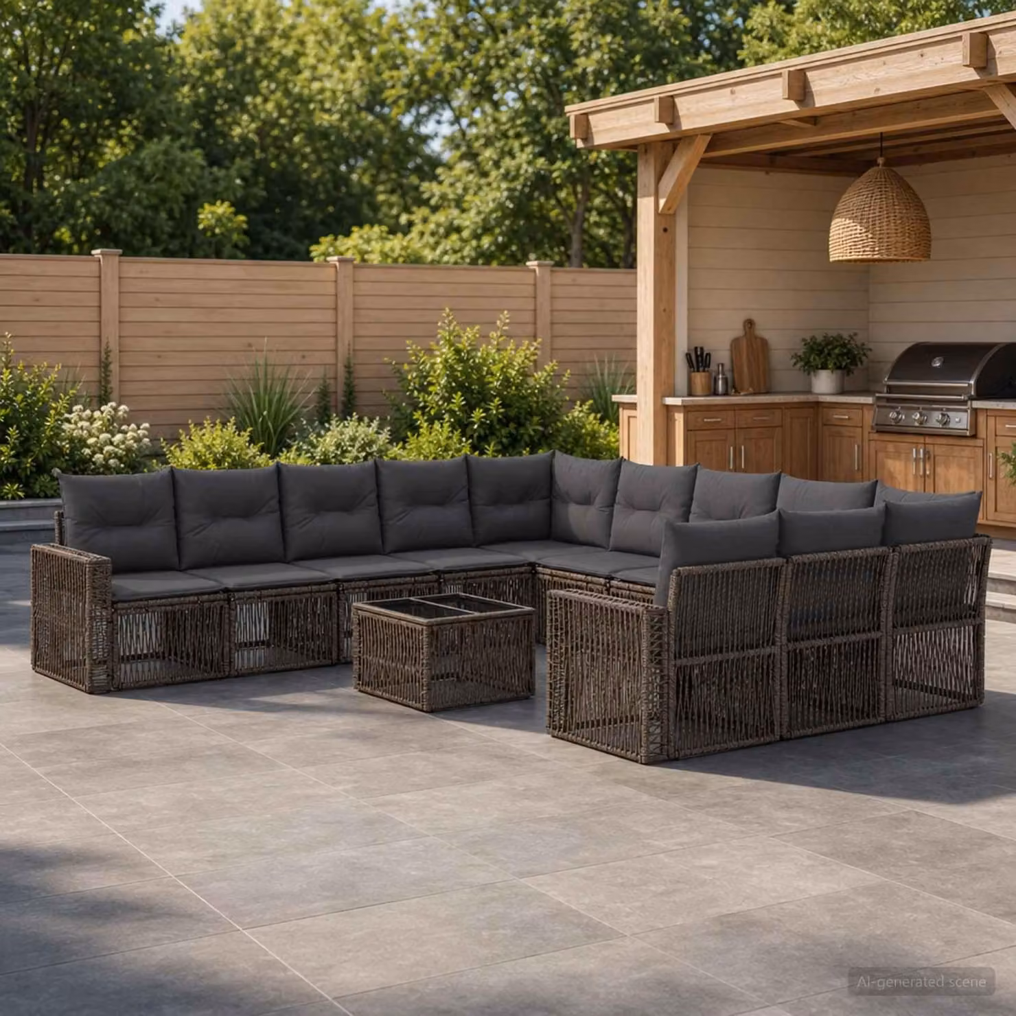 Maison Exclusive - Set di divani da giardino, 12 pezzi, grigio e grigio scuro, in rattan sintetico