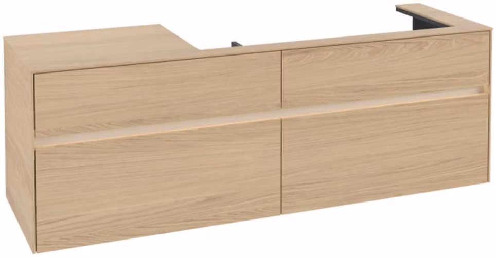 Villeroy & Boch Collaro Meuble sous-lavabo, lavabo à droite, 4 tiroirs, suspendu, avec éclairage, 1600x548x500mm, C030B0VJ, C030B0VJ