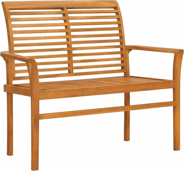 Panchina da Giardino | Panca da Giardino con Cuscino Crema 112 cm in Legno di Teak