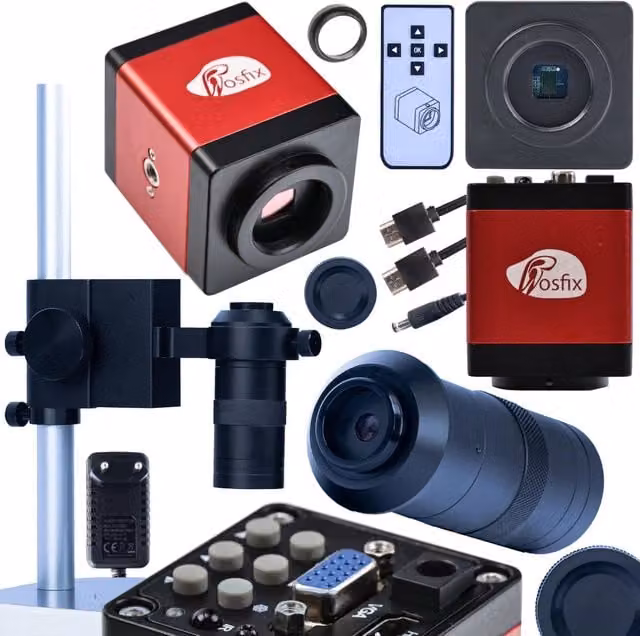 Set Microscopico Draco RED PRO 3 in 1 con Camera KMDRP-HDMI-VGA da 2MP, Obiettivo 100x e Piattaforma ODM-100X, Colore Rosso