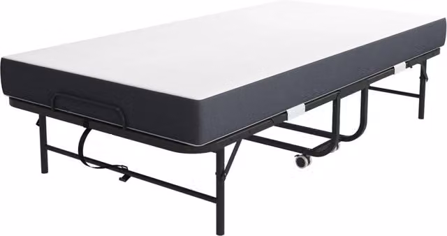 Letto pieghevole singolo 190×96 cm con materasso memory foam 9,5 cm e struttura metallica robusta