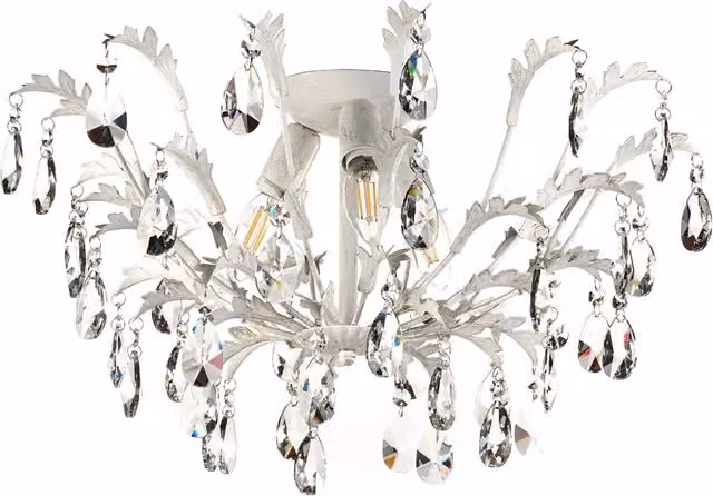 Plafoniera neoclassica Cesta in metallo bianco con 3 luci E14, Ø 55 cm, IP20 – 2