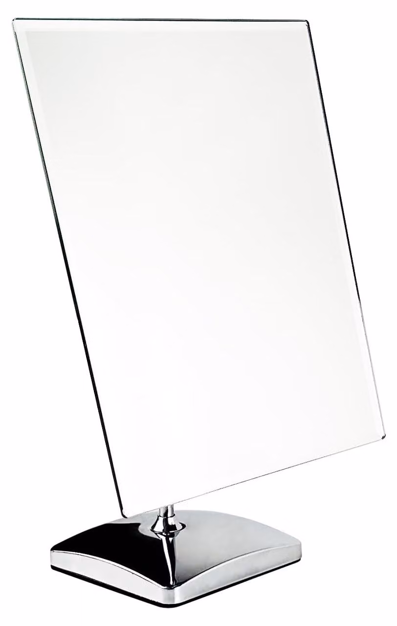 Specchio da trucco, quadrato, girevole a 360°, dimensioni 33,5 x 21 cm