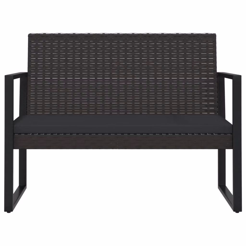 Panchina da giardino Outsunny in polyrattan nera con cuscini e braccioli per esterno, terrazzo o balcone, L: 106 cm – 2