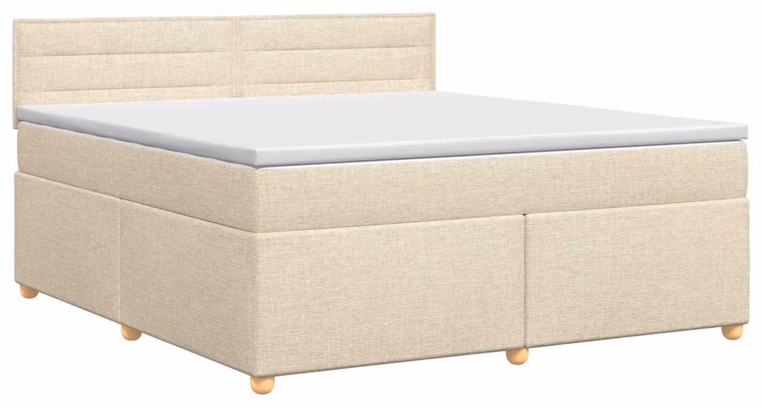Letto a molle con materasso crema 180 x 200 cm in tessuto