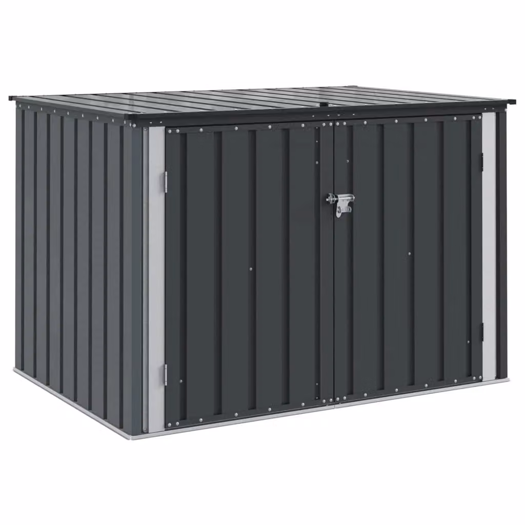 vidaXL Scatola di Stoccaggio per Giardino in Metallo Nero L: 151,5 cm, P: 107 cm, H: 100 cm – 2
