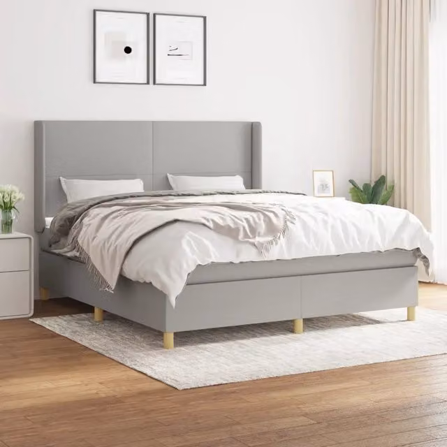 Letto Ibrido vidaXL con Giroletto a Molle e Materasso Grigio Chiaro L/P/H: 160 x 200 x 128 cm – 1