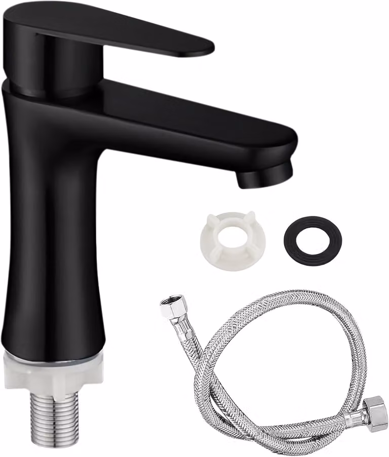 Miscelatore per lavabo da 80 cm, solo acqua fredda, per bagno degli ospiti, monocomando, in acciaio inossidabile