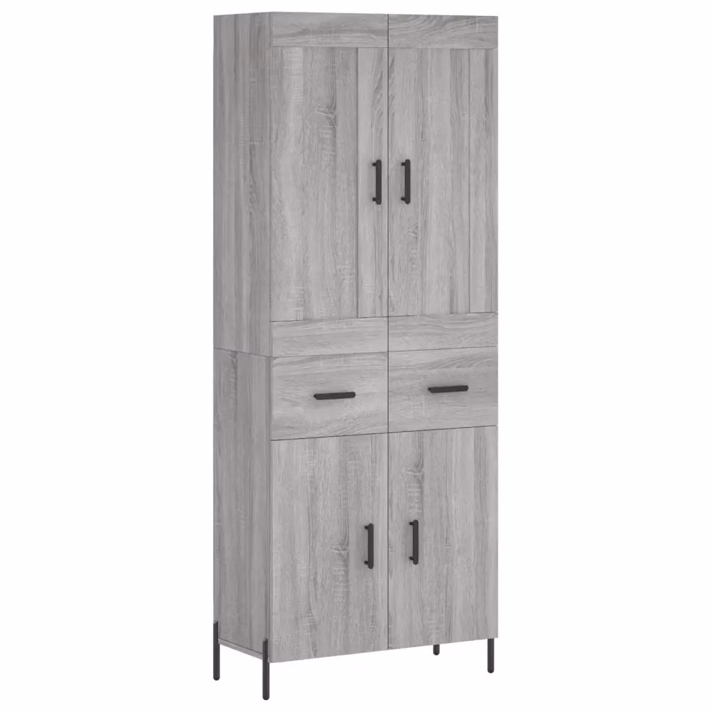 Credenza moderna vidaXL in legno e metallo, colore grigio, L: 69,5 cm, P: 34 cm, H: 180 cm – 2