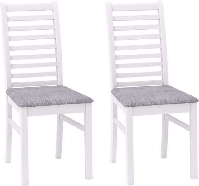 Sedie da cucina con schienale alto e curvato, Seduta imbottita e gambe in legno di gomma Bianco