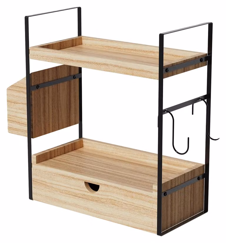 Organizzatore per il bagno, scaffale multifunzionale, facile da montare, colore legno