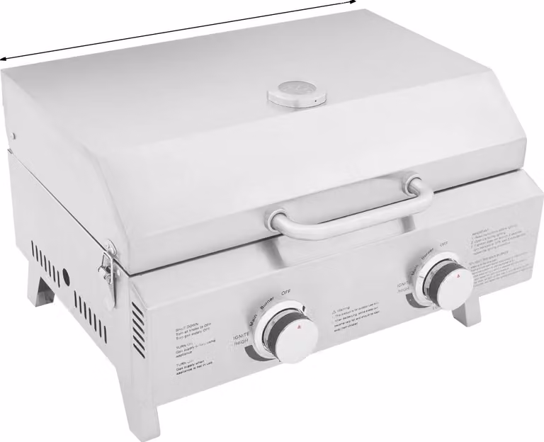 Barbecue a gas, design pieghevole portatile, alimentato a GPL, argento