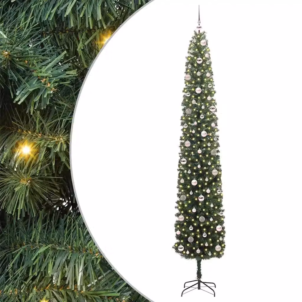 Albero di Natale artificiale verde vidaXL con 300 LED luce bianca calda, Altezza: 270 cm – 2