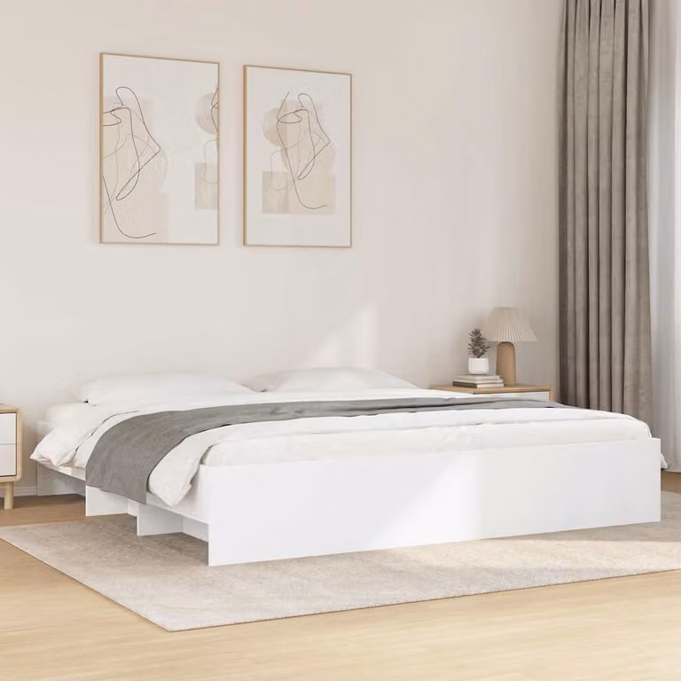 vidaXL Giroletto Bianco con Compartimenti Laterali in Legno Multistrato L: 180 cm, P: 200 cm, H: 183 cm