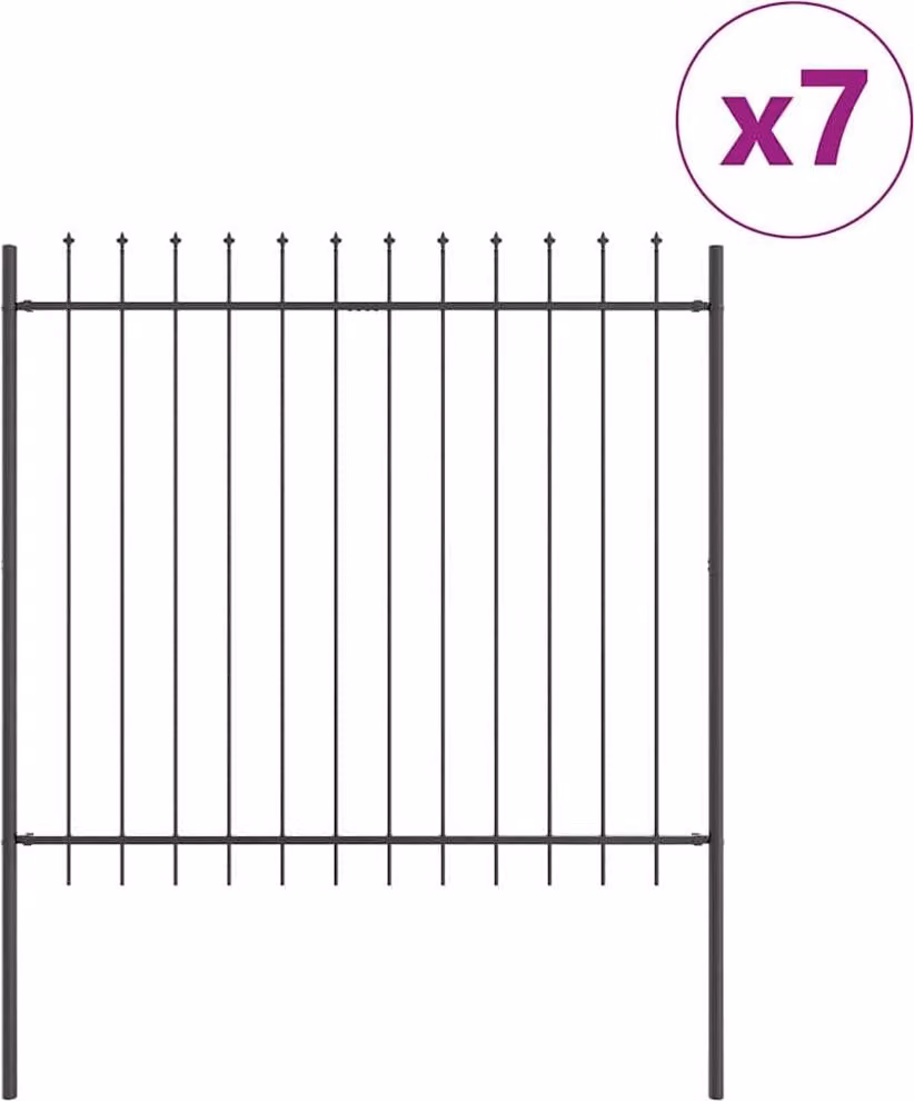 Recinzione per Giardino 7 pcs Grigio 11,9 x 1,5 m