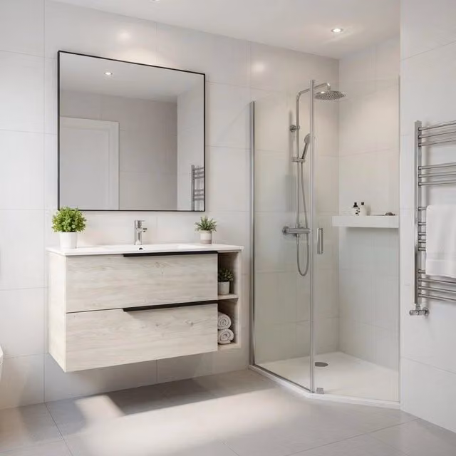 Base sospesa con cassetti cm 90 mod. LOFT - Rovere Bianco