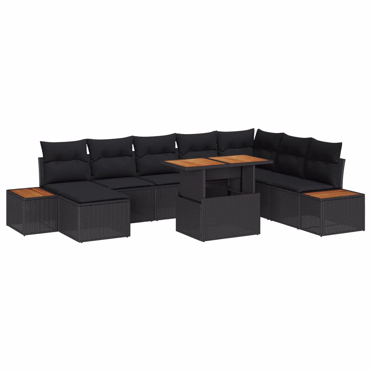 vidaXL Set da Pranzo da Giardino 9 Pezzi in Polyrattan e Legno di Acacia Nero e Marrone – 1