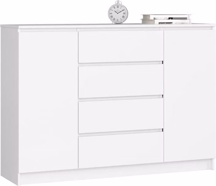 BDW, cassettiera con 4 cassetti, 139x40x99 cm, K140, bianco