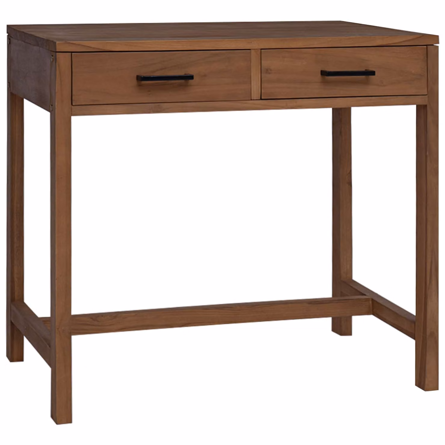 Scrivania moderna vidaXL in legno di teak solido con cassetti, colore marrone, L: 120 cm, P: 60 cm, H: 75 cm