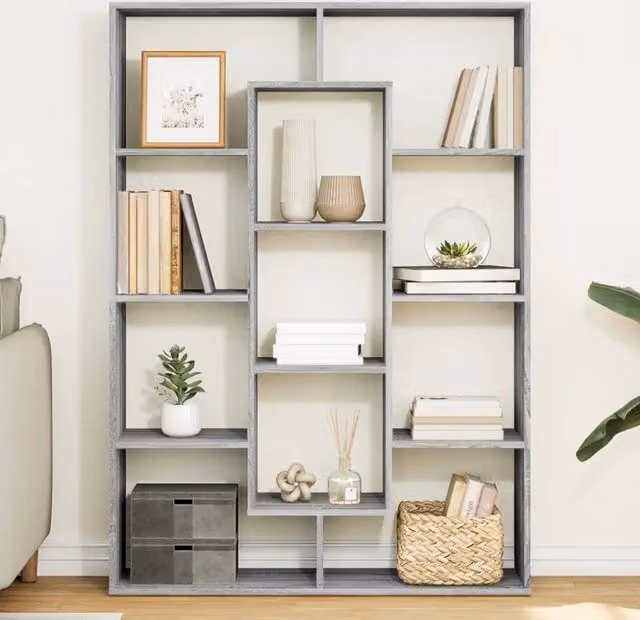 Libreria a parete vidaXL in legno grigio opaco L: 102 cm, P: 29 cm, H: 143 cm