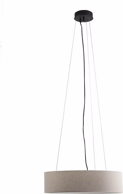 Vivien Lampada a Sospensione Nera, Paralume Cilindrico Avorio, E27, IP20, 48cm - Rossini Group - Design Minimal ed Elegante