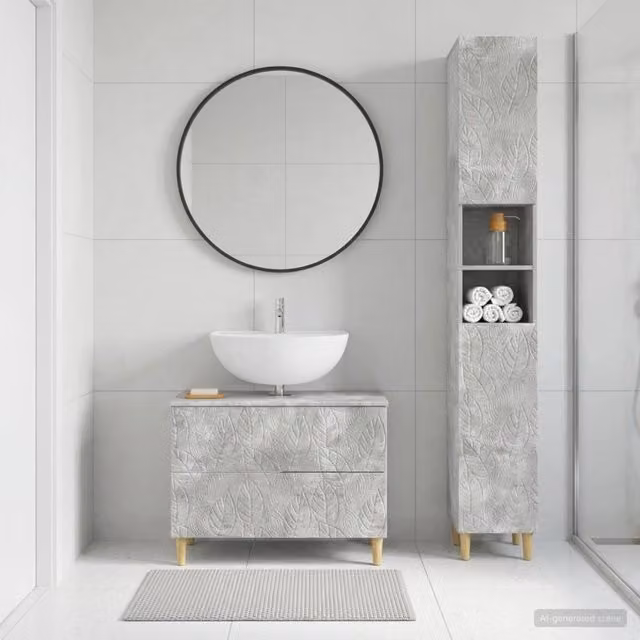 Set di Armadi da Bagno da 2 Pezzi DELFT Grigio Cemento 3417543