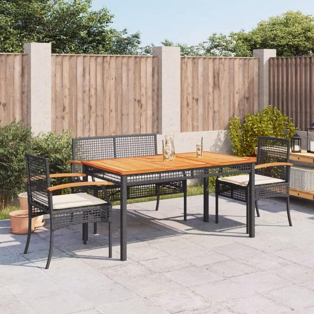 Maison Exclusive - Set da Pranzo da Giardino 4 pz con Cuscini Nero in Polyrattan