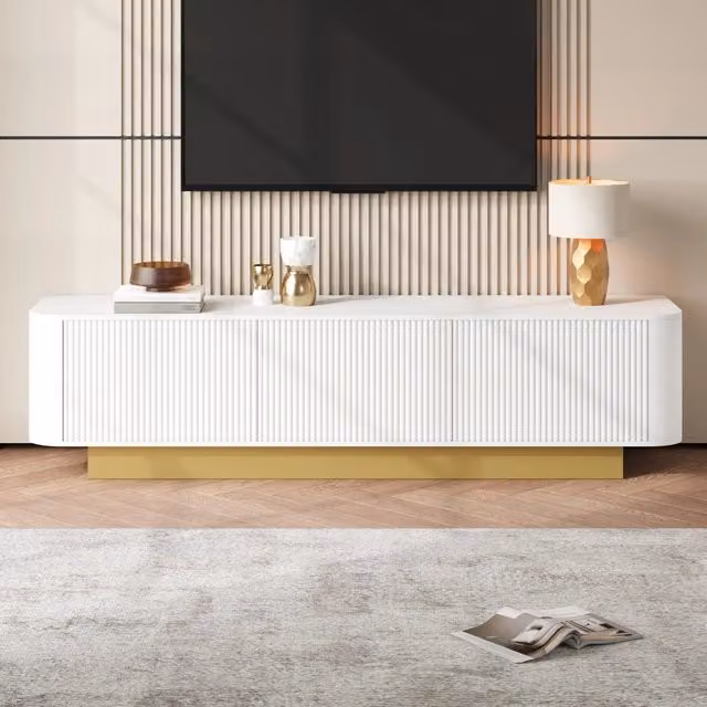 Mobile TV moderno - Zephmum- 170 cm- Design arrotondato, gestione cavi, fronte strutturata