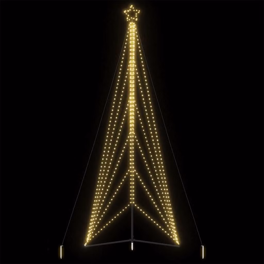 Albero di Natale a LED vidaXL con 861 luci bianco caldo e decorazione a stella, Altezza: 480 cm