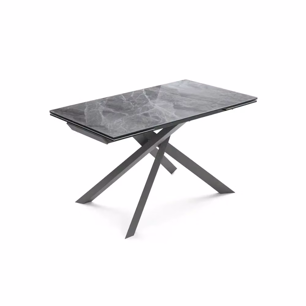 Tavolo da pranzo allungabile Axis Duzzle in ceramica e vetro effetto marmo grigio antracite L: 160-240 cm, P: 90 cm, H: 76 cm – 2