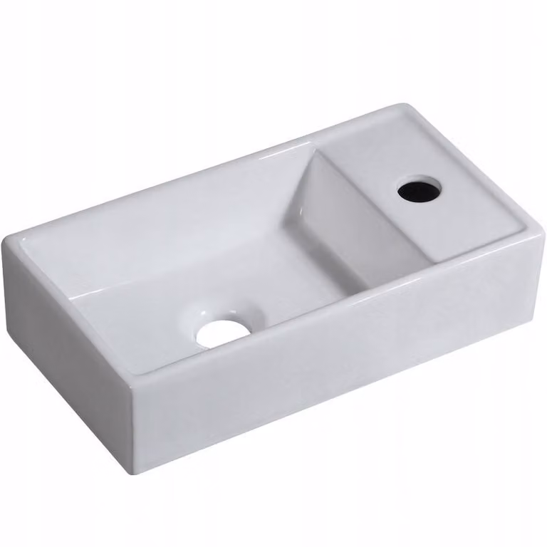 Lavabo rettangolare in Vetroceramica bianca su piano 40x22 cm