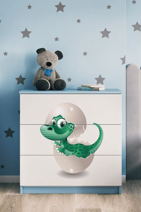 Cassettiera per bambini Little Dino nel colore blu Babydreams