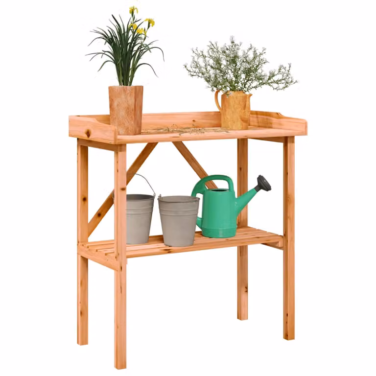 vidaXL Tavolo per piante in legno di abete massello marrone, stile rustico, L 78 cm x P 38 cm x H 82,5 cm
