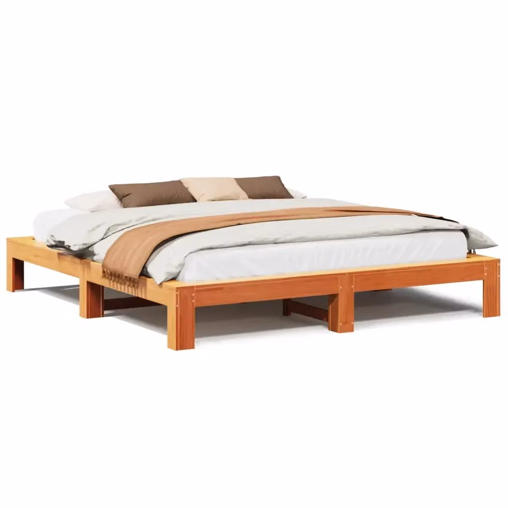 Letto in legno di pino Marrone Cera vidaXL L/P: 180 x 200 cm – 2